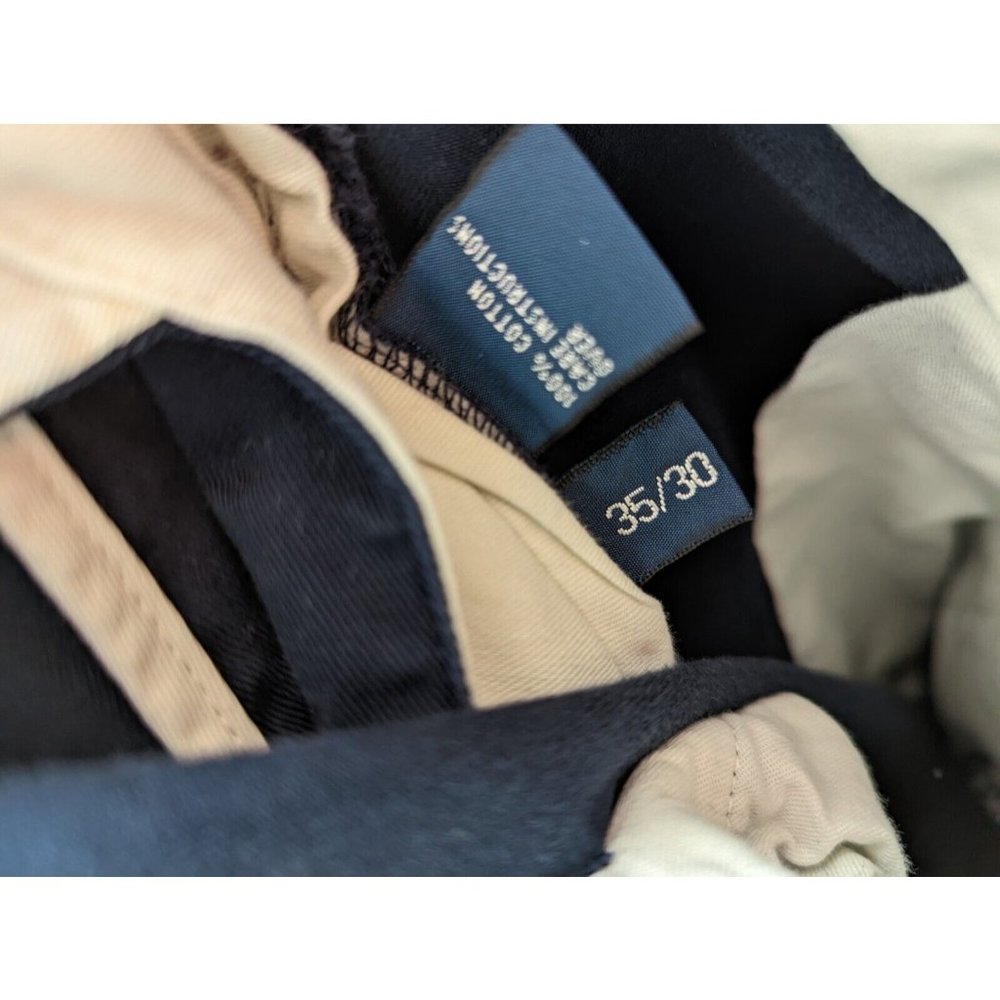 VTG Polo Ralph Lauren Prospect Pant 36x30 Classic Chino Flat Front Navy Blue - Picture 7 of 8